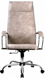 Кресло офисное МЕТТА &quot;L1m 42&quot;, хром, сиденье и спинка мягкие, велюр, бежевое