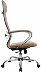 Кресло офисное МЕТТА &quot;L1m 42&quot;, хром, сиденье и спинка мягкие, велюр, бежевое