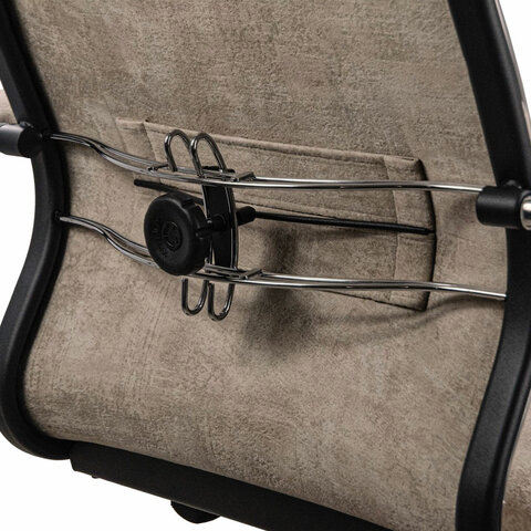 Кресло офисное МЕТТА "L1m 42", хром, сиденье и спинка мягкие, велюр, бежевое