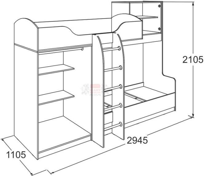 Кровать 2-х ярусная Омега 18 №2