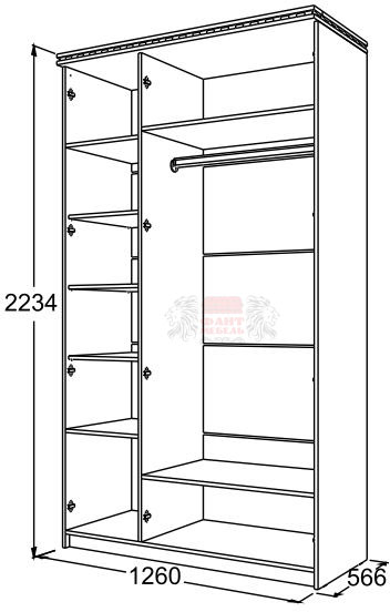 Шкаф 3-х дв. для одежды и белья Ольга 13