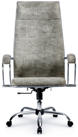 Кресло офисное МЕТТА "L1m 42", хром, сиденье и спинка мягкие, велюр, светло-серое