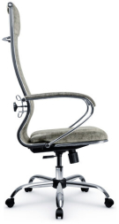 Кресло офисное МЕТТА &quot;L1m 42&quot;, хром, сиденье и спинка мягкие, велюр, светло-серое