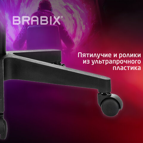 Кресло компьютерное BRABIX &#039;&#039;Shooter GM-123&#039;&#039;, 2 подушки, ткань, розовое/серое, 533213