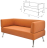 Диван мягкий трехместный &quot;Норд&quot;, &quot;V-700&quot;, 1560х720х730 мм, c подлокотниками, экокожа, оранжевый