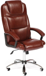 Кресло BERGAMO (хром) кож/зам, коричневый, 2 TONE