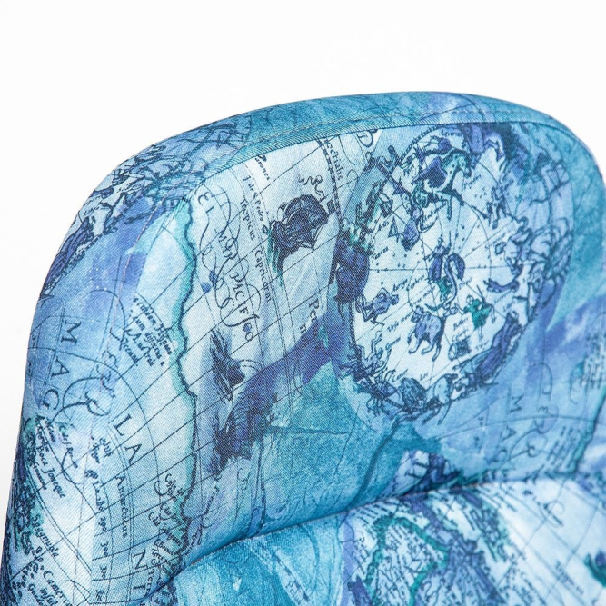 Кресло LEADER ткань, принт &quot;Карта на синем&quot;