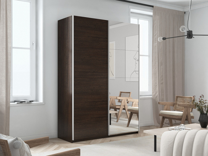 Шкаф-купе Прайм 2-х дверный (ЛДСП/Зеркало) Венге