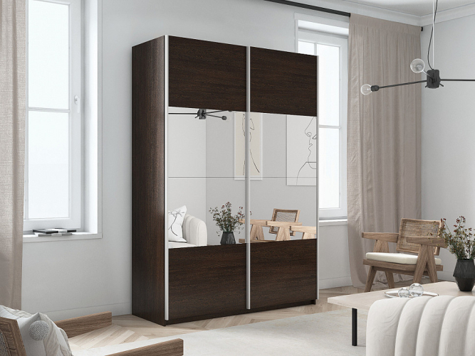 Шкаф-купе Прайм 2-х дверный (ЛДСП/Зеркало) Венге