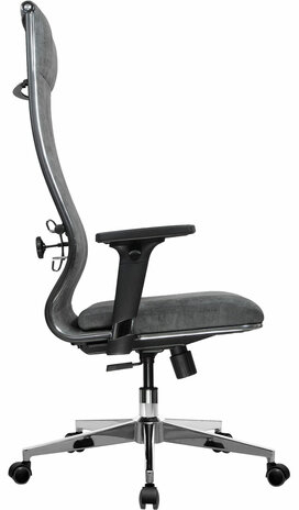 Кресло офисное МЕТТА "L1m 42/2D", хром, 2D-подлокотники, сиденье и спинка мягкие, велюр, темно-серое