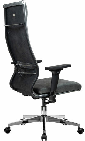 Кресло офисное МЕТТА "L1m 42/2D", хром, 2D-подлокотники, сиденье и спинка мягкие, велюр, темно-серое