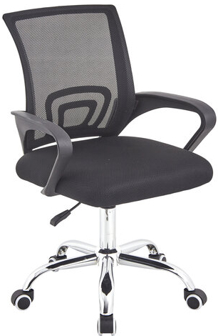 Кресло CROMEX Hit CH-695, ХРОМ, с подлокотниками, сетка, черное, ткань TW, 533066