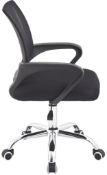 Кресло CROMEX Hit CH-695, ХРОМ, с подлокотниками, сетка, черное, ткань TW, 533066