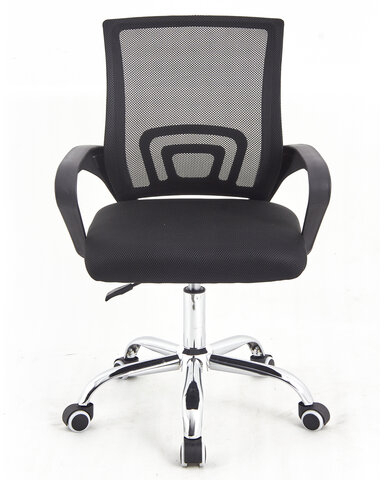 Кресло CROMEX Hit CH-695, ХРОМ, с подлокотниками, сетка, черное, ткань TW, 533066