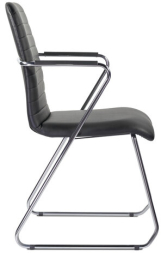 Кресло для приемных и переговорных BRABIX &quot;Visit CF-101&quot;, хром, экокожа, черное, 532559