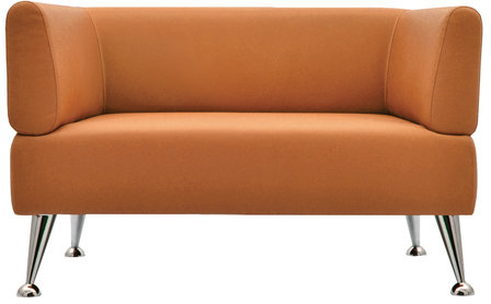 Диван мягкий двухместный "Норд", "V-700", 1280х720х730 мм, c подлокотниками, экокожа, оранжевый