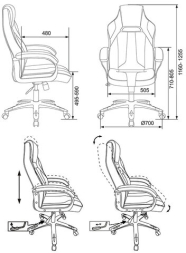 Кресло компьютерное Zombie VIKING 2 AERO, экокожа/ткань, черное, 1180816