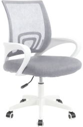 Кресло CROMEX Hit CH-695W, с подлокотниками, пластик белый, сетка, серое, ткань TW, 533067