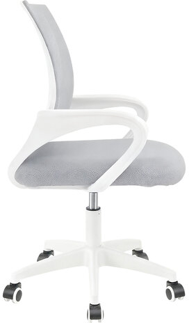 Кресло CROMEX Hit CH-695W, с подлокотниками, пластик белый, сетка, серое, ткань TW, 533067