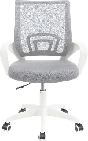 Кресло CROMEX Hit CH-695W, с подлокотниками, пластик белый, сетка, серое, ткань TW, 533067