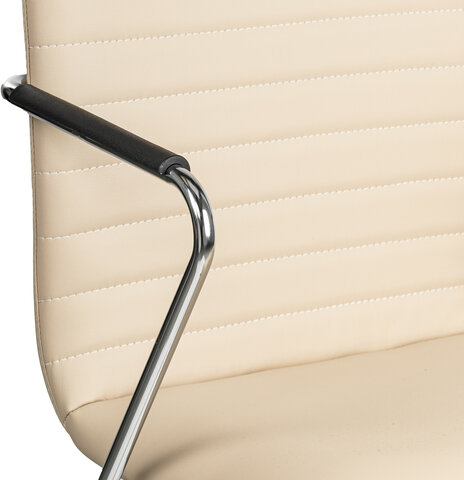 Кресло для приемных и переговорных BRABIX &quot;Visit CF-101&quot;, хром, экокожа, бежевое, 532560