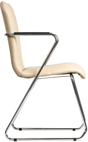 Кресло для приемных и переговорных BRABIX &quot;Visit CF-101&quot;, хром, экокожа, бежевое, 532560