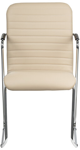 Кресло для приемных и переговорных BRABIX &quot;Visit CF-101&quot;, хром, экокожа, бежевое, 532560