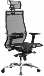 Кресло офисное МЕТТА &quot;SAMURAI&quot; S-3.05, с подголовником, сверхпрочная ткань-сетка, черное