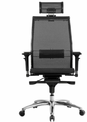 Кресло офисное МЕТТА &quot;SAMURAI&quot; S-3.05, с подголовником, сверхпрочная ткань-сетка, черное