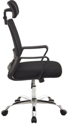 Кресло CROMEX Debut CH-697, ХРОМ, с подлокотниками, мех. качания, сетка, черное, ткань, 533068