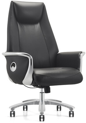 Кресло HAWASAN PREMIUM EX-800, до 200 кг, синхромеханизм, алюминий, экокожа, черное, 533234