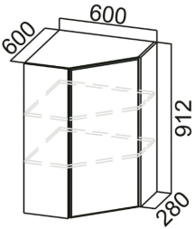 Шкаф навесной угловой Ш600у Прованс