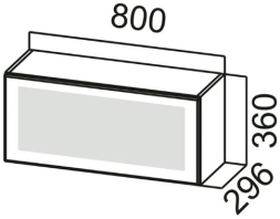 Шкаф навесной ШГ800с (горизонт. со стеклом) Волна
