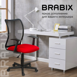 Кресло BRABIX &quot;Spring MG-307&quot;, с подлокотниками, комбинированное красное/черное TW, 531405