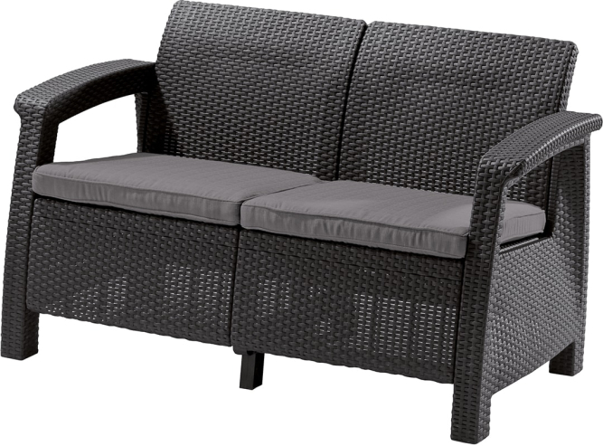 Диван садовый из ротанга Корфу (Corfu love seat) графит