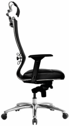 Кресло офисное МЕТТА &quot;SAMURAI&quot; SL-3.05, с подголовником, сверхпрочная ткань-сетка/экокожа, черное