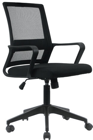 Кресло CROMEX Basic CH-698, с подлокотниками, мех. качания, сетка, черное, ткань TW, 533069