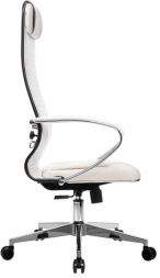 Кресло офисное МЕТТА &quot;К-6&quot; хром, рецик. кожа, сиденье и спинка мягкие, белое