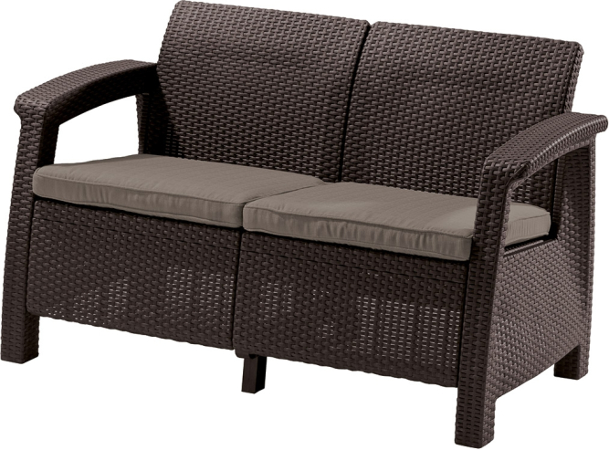 Диван садовый из ротанга Корфу (Corfu love seat) коричневый