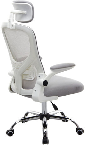 Кресло CROMEX Dynamic CH-699, откидные подлокотники, пластик белый, сетка, серое, TW, 533070