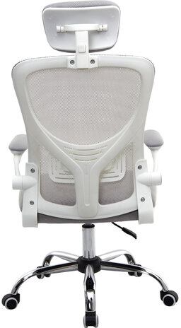 Кресло CROMEX Dynamic CH-699, откидные подлокотники, пластик белый, сетка, серое, TW, 533070