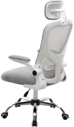 Кресло CROMEX Dynamic CH-699, откидные подлокотники, пластик белый, сетка, серое, TW, 533070