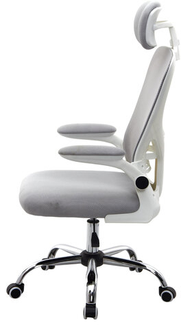 Кресло CROMEX Dynamic CH-699, откидные подлокотники, пластик белый, сетка, серое, TW, 533070