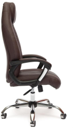 Кресло BOSS (хром) кож/зам, коричневый/коричневый перфорированный, 36-36/36-36/06