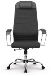Кресло офисное МЕТТА "К-27" хром, ткань, сиденье и спинка мягкие, черное
