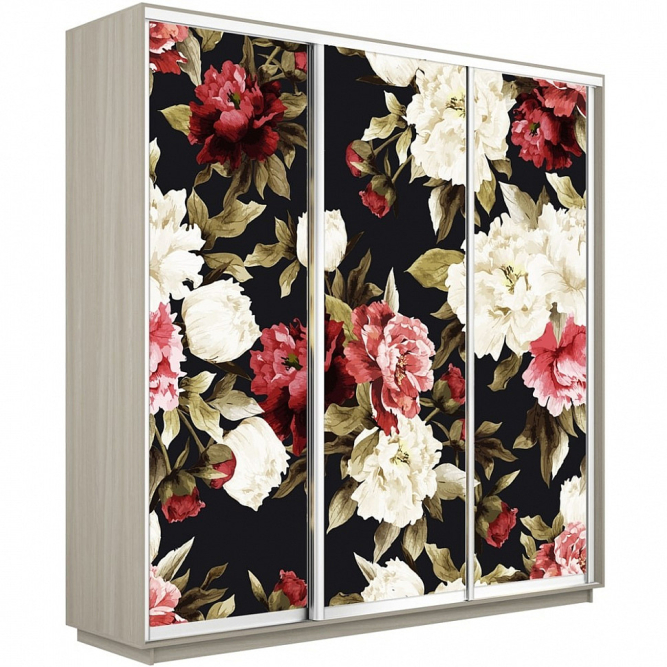 Шкаф-купе Экспресс 3-х дверный (Фото №1020 Пионы)