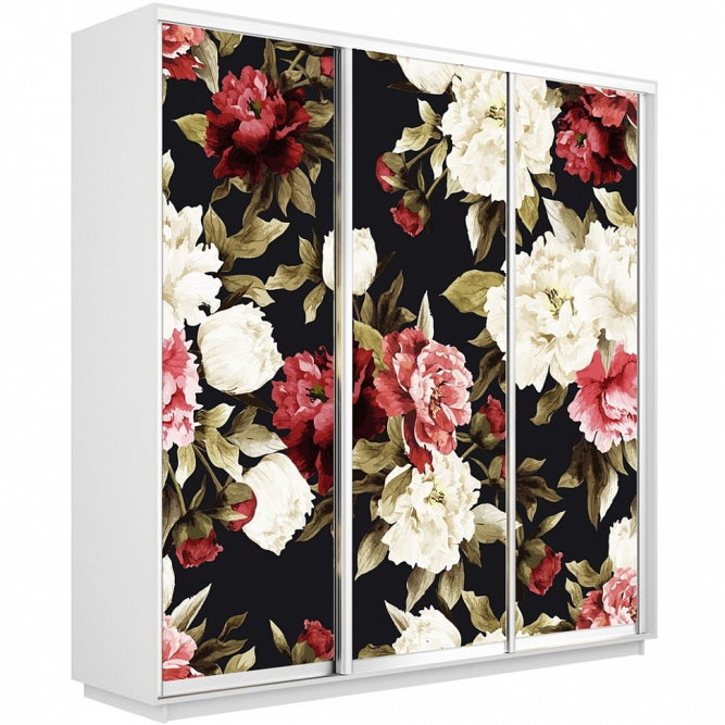 Шкаф-купе Экспресс 3-х дверный (Фото №1020 Пионы)