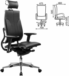 Кресло МЕТТА &quot;YOGA&quot; Y 2DM B2-10D, 2D-спинка, 3D-подголовник, 4D-подлокотники, экокожа, черное