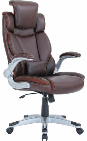 Кресло BRABIX PREMIUM &quot;Phantom EX-553&quot;, рециклированная кожа, регулируемый подголовник, коричневое, 532941