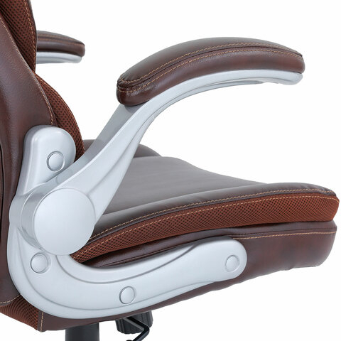 Кресло BRABIX PREMIUM &quot;Phantom EX-553&quot;, рециклированная кожа, регулируемый подголовник, коричневое, 532941
